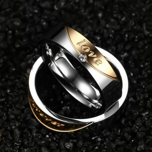 White Gold Promise Rings Silver Wedding Bands For Him Men - Technical View