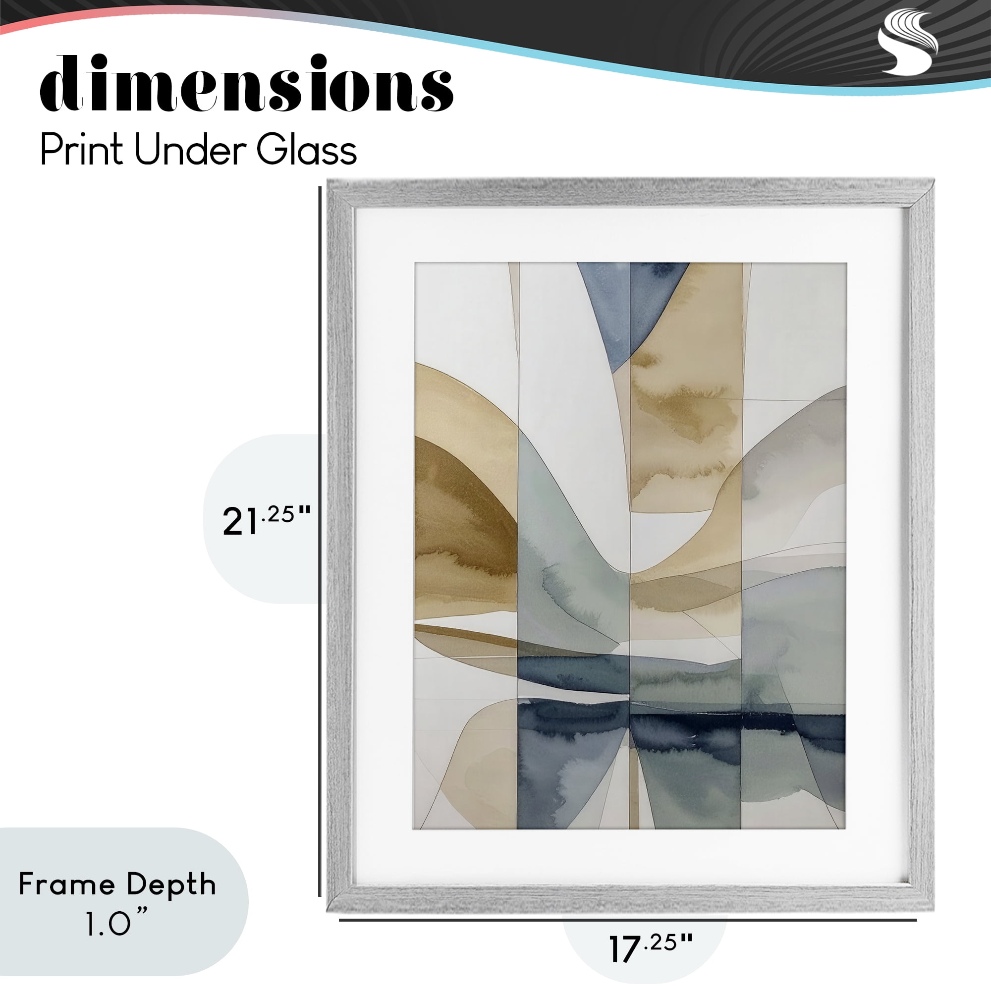 Stupell Industries Geographic Fluid Abstraction Gray Framed Print Under Glass, design by Alonza Saunders