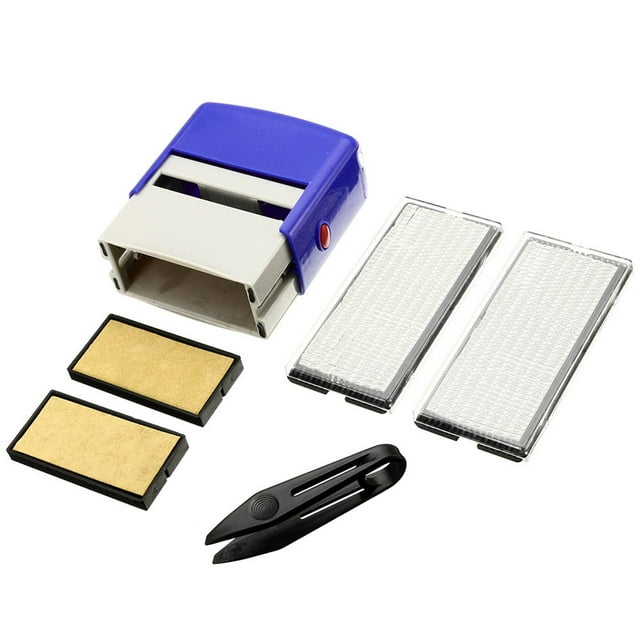 YOPTOP 1 Pcs Custom Personalised Self Inking Rubber Stamp Kit Business Name Address DIY New,blue