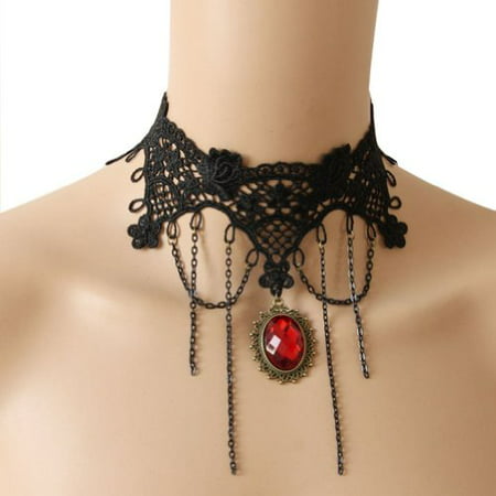 Elegant Crystal Princess Style Lace Fake Collar Necklace Chain For Women/Lady/Girl Cosplay Decoration