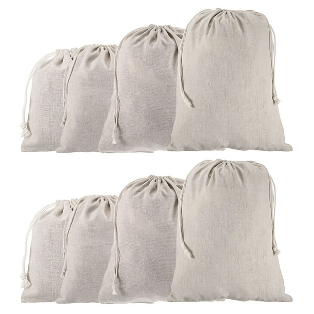 Uxcell 8pcs Bolsas de Almacenamiento de Algodón Bolsa de Cuerda, Beige