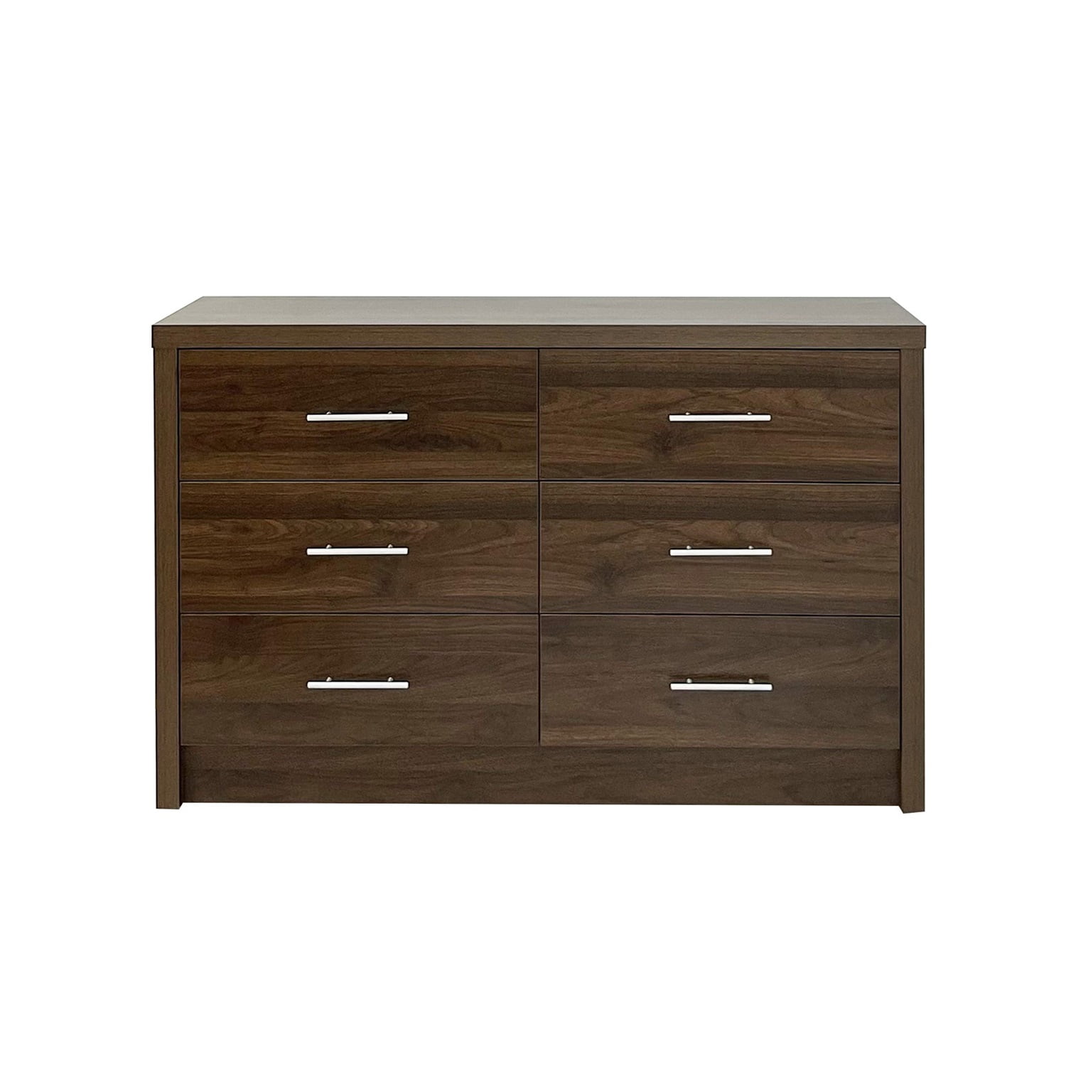 Kadyn MDF Drawer Chest, 6 Drawer Double Dresser for Living Room, Modern Drawer Dresser with 6 Drawers, Walnut