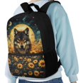 thumbnail image 4 of Uourmeti Wolf Sunflower Pattern Large Capacity Backpack for Work Outdoor, Multiple Pockets Daypack Lightweight School Backpack, 4 of 6