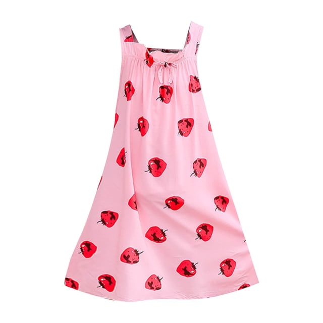 EnJoCho Robe d'Été Sans Manches pour Fille, Robe Ligne A, Robe à Volants Irisée, Robe Décontractée à Bretelles avec Nœud