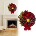 thumbnail image 2 of Christmas Wreaths For Front Door Artificial Lighted Christmas Wreath With Bow Ribbon Xmas Front Door Wreath Xmas Wreaths For Indoor Outdoor Home Holiday Decor, 11.8", 2 of 4