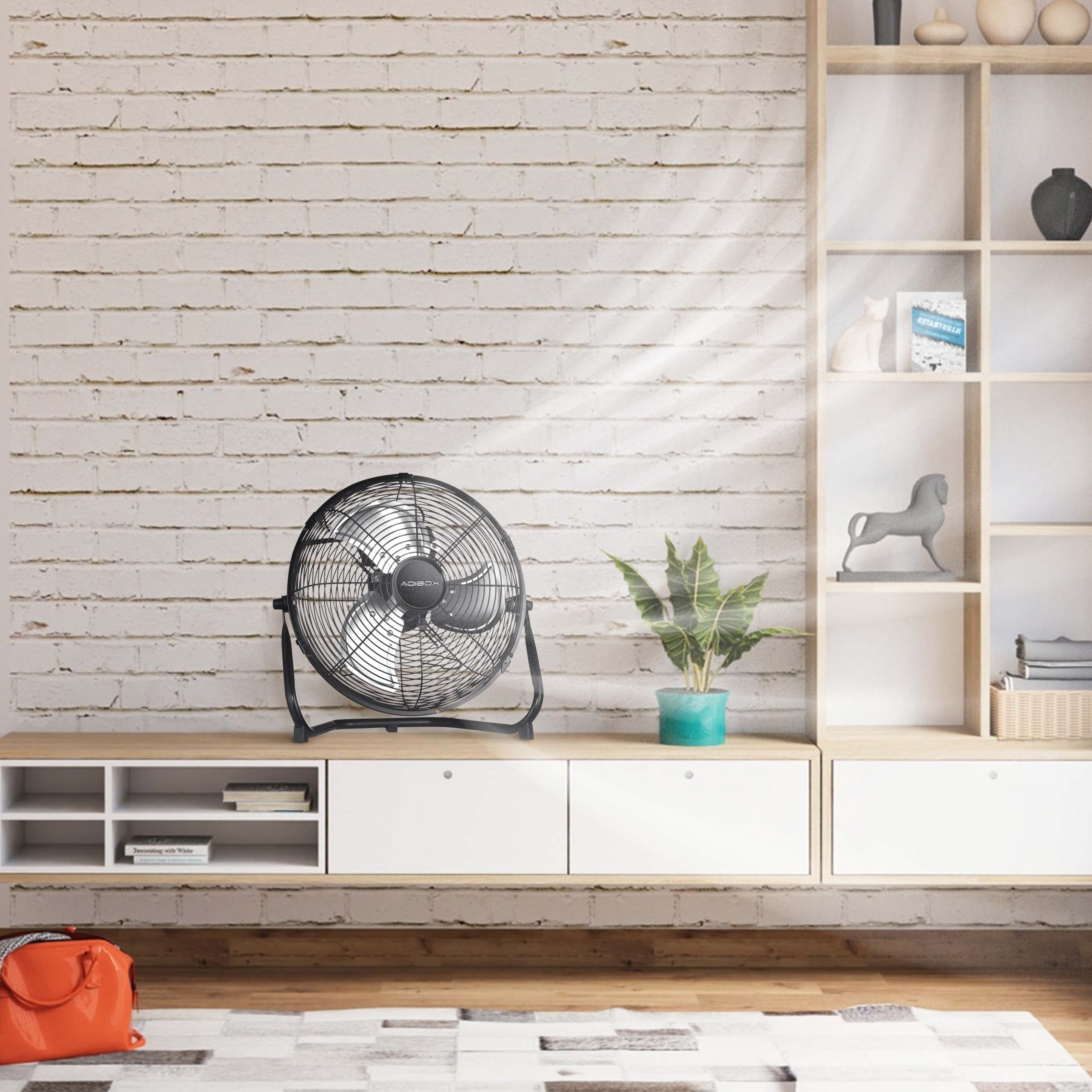 18" 3-Speed High-Velocity Industrial Heavy Duty Metal Floor Fan in Black with Tilting Head for Outdoor Indoor Use
