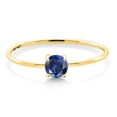 thumbnail image 2 of Gem Stone King 10K Yellow Gold Blue Created Sapphire Engagement Ring for Women | 0.25 Cttw | Round 4MM | Gemstone September Birthstone | Size 7, 2 of 6