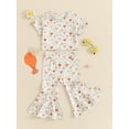 thumbnail image 3 of Niusricy Kids Little Girls Summer 2PCS Clothes 6M 12M 18M 2T 3T 4T Toddler Baby Short Sleeve T-shirt Crewneck Tops Chicken Print Flared Pants Sets Inf Comfy Daily Outfits for Casual Vacation, 3 of 9