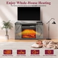 thumbnail image 6 of YOKWOK 62" Fireplace TV Stand with 23.6" Electric Fireplace, Farmhouse Rustic Wooden Entertainment Center for TVs up to 65" with Storage and Remote, Sliding Barn Door Design, Gray, 6 of 9