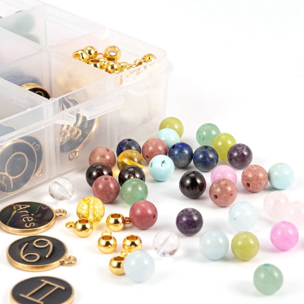 1box Birthstone Bracelets Jewelry Making Kits Including 304 Stainless Steel Tube Bails and Constellation Alloy Enamel Pendants Mixed color 348pcs/box