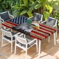 thumbnail image 2 of American Flag Table Cloths for 4 Foot Rectangle Tables, Eagle Blue Red USA Flag Vintage Patio Waterproof Elastic Fitted Tablecloths, Washable Rectangular Table Cover for Camping, 2 of 8