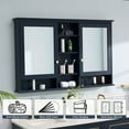 thumbnail image 5 of ANGELES HOME 55"x 35" Wall Mounted Mirrored Medicine Cabinet for Bathroom, 3 Tier Wood Mirror Cabinet Storage with 2 Soft-close Door, Bathroom Accessory, Navy Blue, 5 of 8