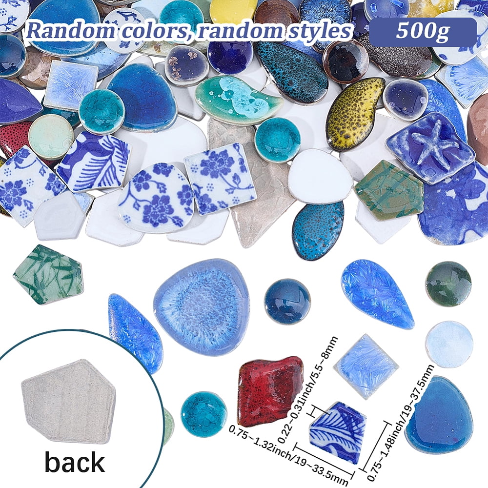 500G Handmade Porcelain Cabochons Mosaic Tiles Mixed Color Mixed Shapes 19~37.5x19~33.5x5.5~8mm