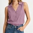 thumbnail image 4 of Purcolt Women's Sleeveless Button-Down Shirts Collared V-Neck Tank Top Casual Summer Blouses, S-XXL, 4 of 7