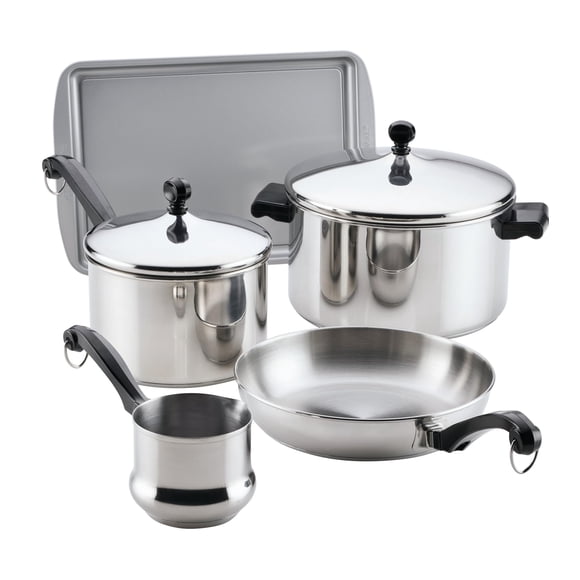 Juego de Batería de Cocina Farberware Classic en Acero Inoxidable de 10 Piezas