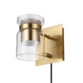thumbnail image 1 of Hazel LED Integrated Matte Brass Plug-In or Hardwire Wall Sconce with Glass Shade, 91004448, 1 of 9