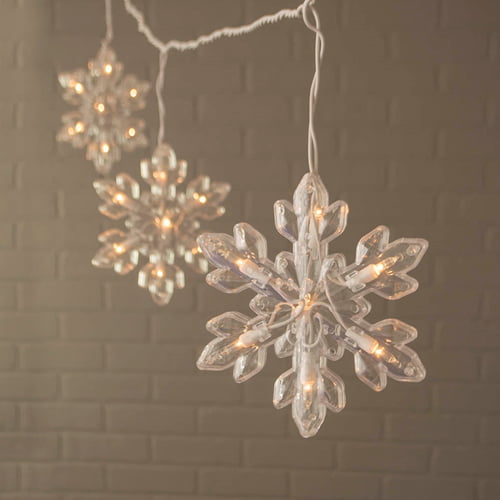 5 Snowflake String Lights With 7 clear Lights In Each Flake INDOOR/OUTDOOR 