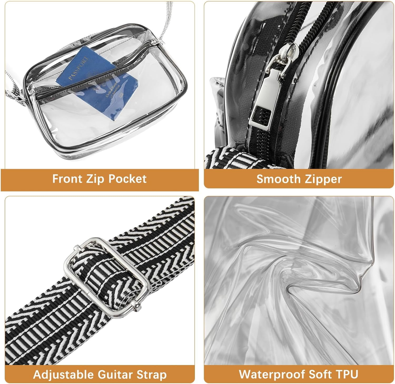 Clear Purses for Women Stadium Approved Clear Bags Small Crossbody Bags Trendy for Concerts Sports