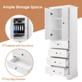 thumbnail image 4 of Storage Cabinet with 2 Doors and 4 Drawers for Bathroom, Office, Adjustable Shelf, MDF Board with Painted Finish, White, 4 of 9