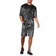 thumbnail image 2 of INSPIRAR CHIC Conjunto de camiseta de manga corta y pantalones cortos de verano para hombres en terciopelo L negro, 2 of 6