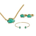 thumbnail image 1 of Set de joyería LuckyLy Ivy con cuarzo turquesa collar aretes brazalete oro 18k UNITALLA, 1 of 7