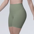 thumbnail image 4 of Dwellite No Front Seam High Waisted Workout Biker Shorts for Womens Tummy Control Soft Yoga Pants Gym Green L, 4 of 6