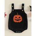 thumbnail image 2 of Newborn Baby Girls Boys Halloween Outfits Sleeveless Corduroy Pumpkin Face Overalls Rompers Button Jumpsuit Fall Clothes, 2 of 8