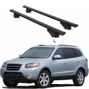 ERKUL Roof Rack Cross Bars for Hyundai Santa Fe 2006-2012 | Aluminum Crossbars with Anti Theft Lock for Rooftop | Compatible with Flush Rails - Black