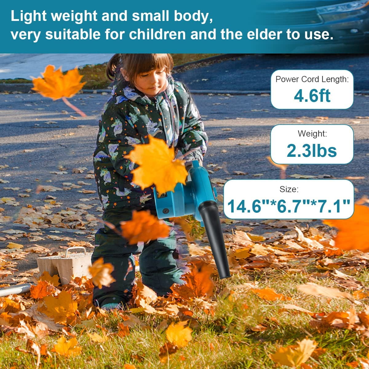 Corded Electric Leaf Blower,2 in 1 Small Handheld Lightweight Sweeper/Vacuum,110V 400W Portable Blower for Leaf/Snow/Dust Blowing