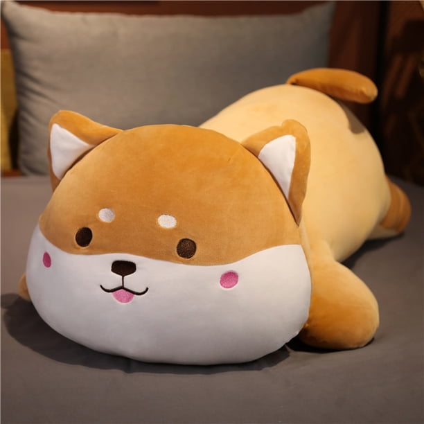 40-100cm Cute Lying Akita Dog Plush Toy Stuffed Soft Animals Shiba Inu Chai Dog Sleep Doll Pillow Kawaii Toys Gift for ChildrenEyes open60cm Deng Xun unisex
