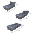 thumbnail image 3 of Sofá Cama Individual Sillón y Taburete NORVAL  Florencia Moderno en Lino Gris estructura de madera con pata cromada, 3 of 12