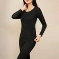 thumbnail image 6 of Women's Thermal Undershirt Set 2PC Sleepwear Long Sleeve Crewneck Pullover Top Fleece Lined Base Layer Set Black 4XL, 6 of 9