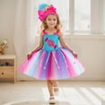 thumbnail image 2 of Halloween Girls Rainbow Candy Tutu Dress Elegant Court Style Mesh Puffy Skirt for Dance Performance Party Daily Wear, XL, 2 of 7