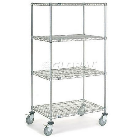 

Nexel Chrome Wire Shelf Truck 36x24x69 1200 Pound Capacity with Brakes