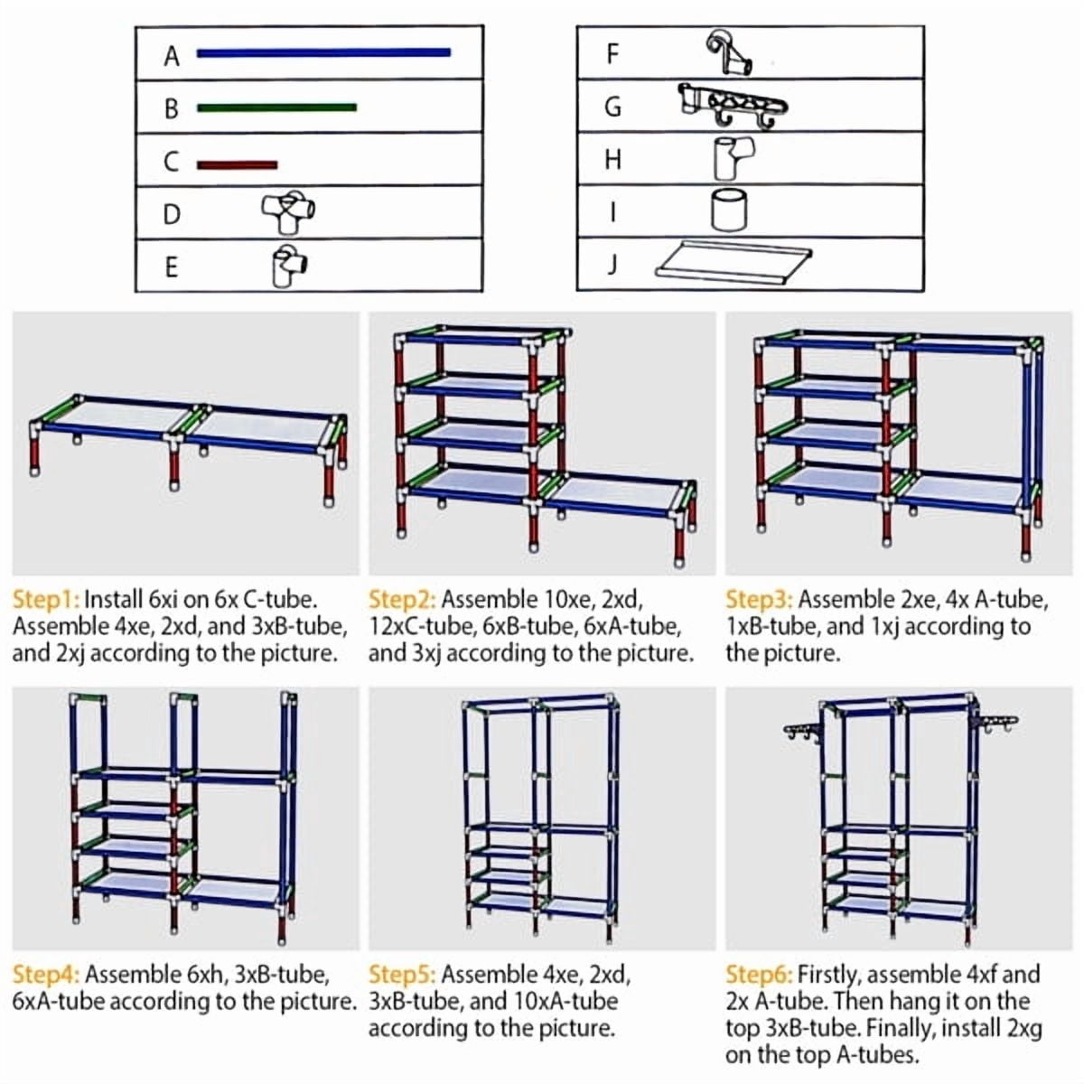 White Heavy Duty 66" Garment Rack Clothes Organizer - 2 Hanging Rods, 4 Shelves, 360° Hooks, Tool-Free Assembly for Bedroom & Laundry Room Storage