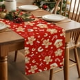 thumbnail image 2 of Christmas Gingerbread Man Table Runner 13x108 Inch Winter Snowflake Food Red Background Table Runners Dresser Scarves Winter Holiday Kitchen Dining Table Decoration for Home Party Indoor, 2 of 9