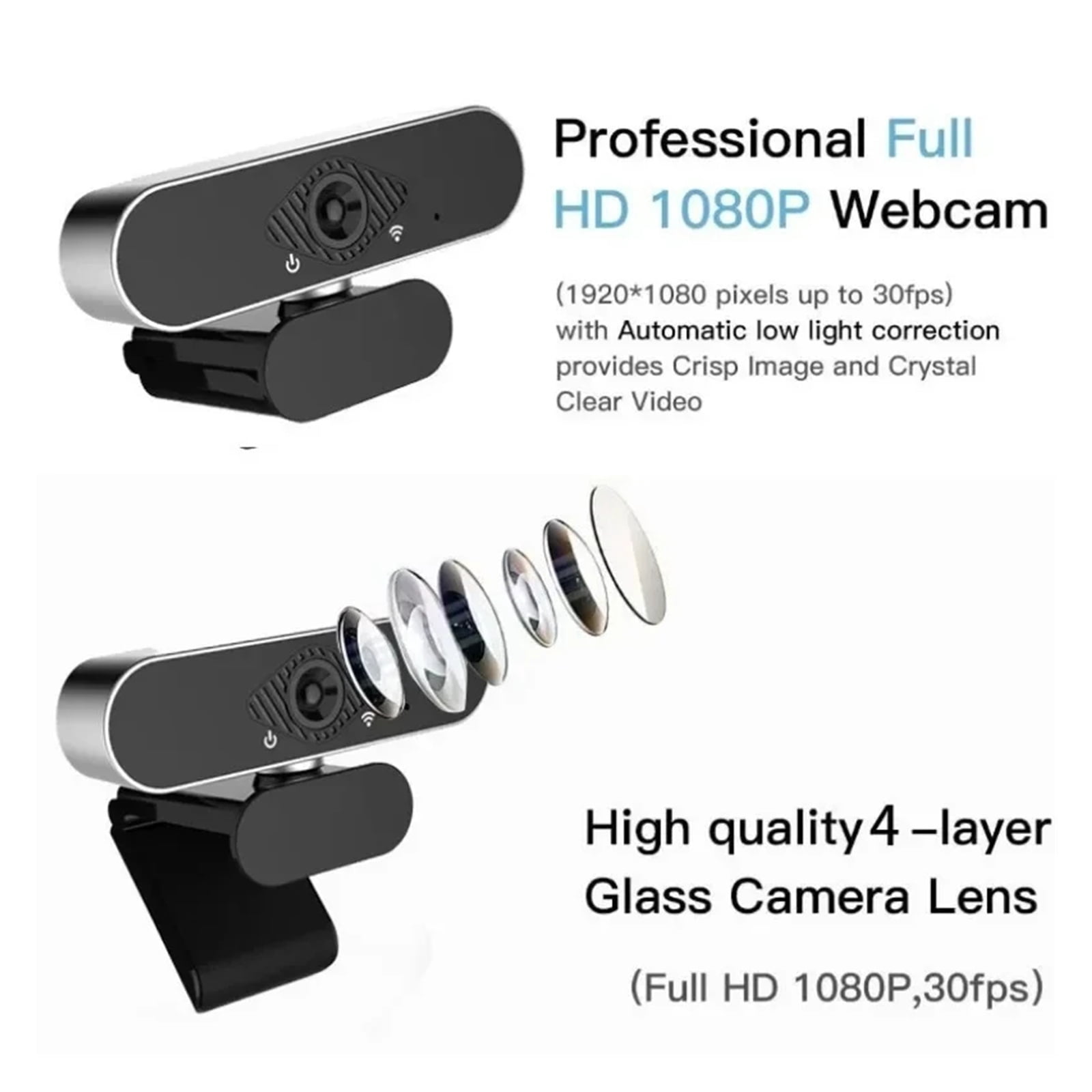 1080P Webcam With Microphone USB HD Digital Web Camera 150° Wide Angle Laptop Computer Webcast Zoom