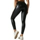 thumbnail image 1 of Pantalones de cintura alta de cuero brillante para mujer - Ajuste elástico sexy, material PU para ropa informal de club - Tallas S-XL, 1 of 3