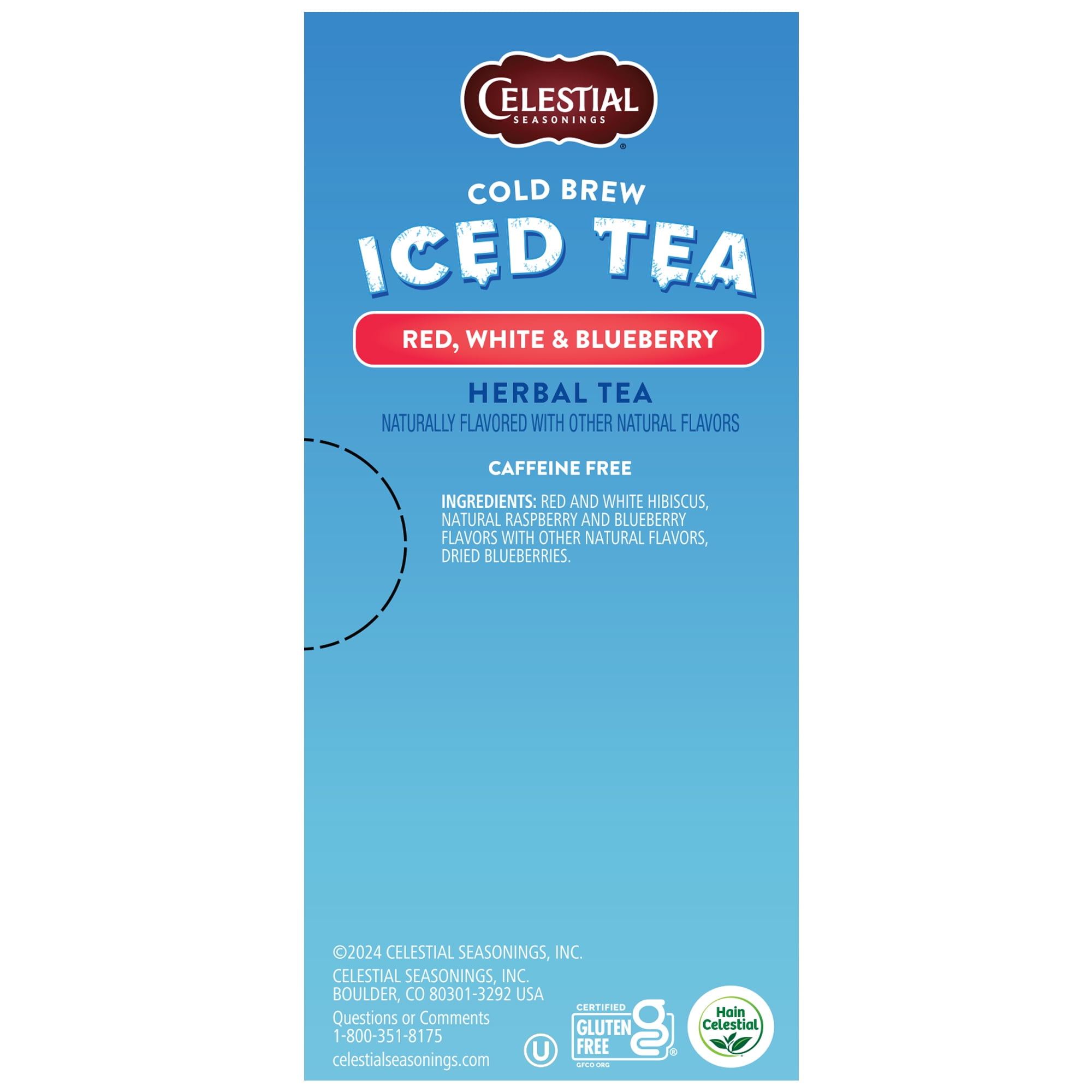 (2 pack) Celestial Seasonings Cold Brew Red White & Blueberry Iced Herbal Tea Bags, 18 Count