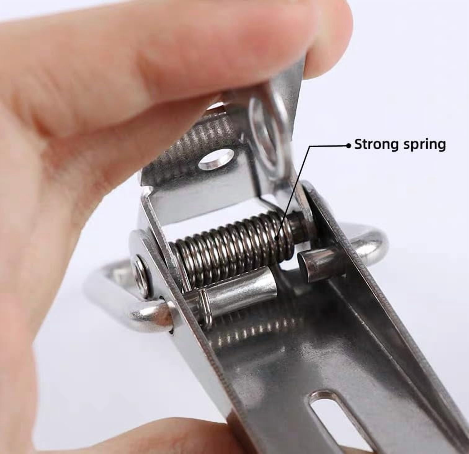 JJEAN-Latch 90 Degree Stainless Steel Spring Loaded Toggle Latch, Silver Catch Hasp Clamp Clip Lock with for Cabinet, Wooden Case, Box (90mm - 4 Pack)