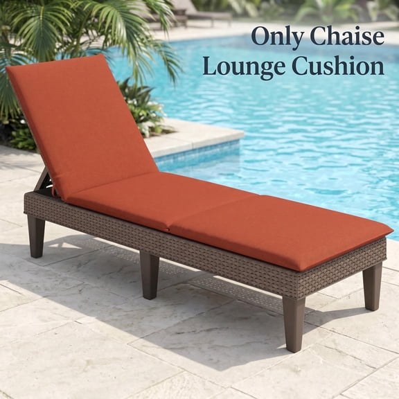 Topcobe Outdoor Chaise Lounge Cushion Patio Furniture Folding Pad with Fixing Straps, Chair Cushions for Outdoor Furniture-Orange