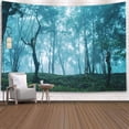 thumbnail image 3 of Tapestry Blue,Tapestries Décor Living Room Bedroom for Home Inhouse by Printed 80X60 Inches for Fog in The Wood Cold Morning Blue Tone Mist Forest, 3 of 5