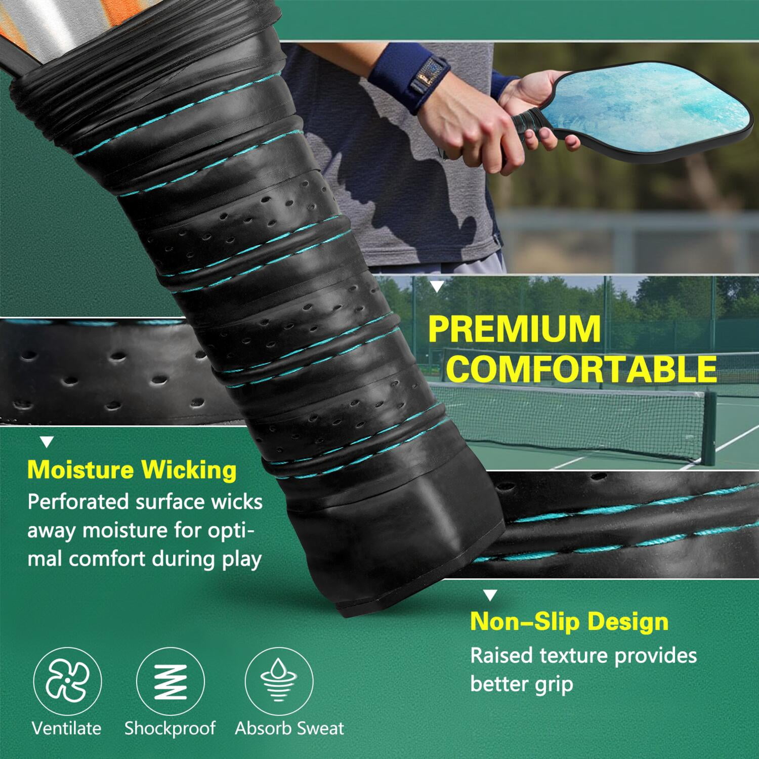 Pickleball Paddles Set Of 2, Fiberglass Surface, Ice Crystal Print, 4 Balls & Bag