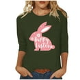 thumbnail image 1 of RKSTN Womens Tops Easter Cute Bunny Printed Loose Fit Tops Round Neck 3/4 Sleeve Spring Summer Soft Blouse Tops, 1 of 4