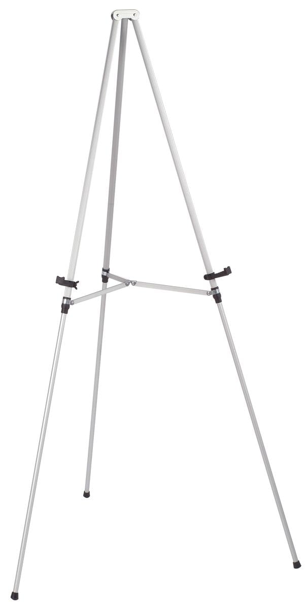 Displays2go Aluminum FloorStanding Display Easel with Telescoping Legs and Plastic Support Arms