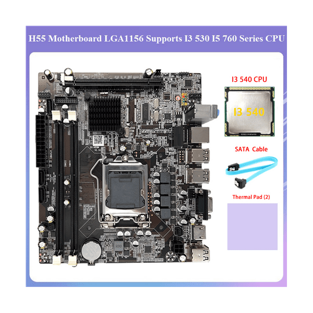 H55 Motherboard LGA1156 Supports I3 530 I5 760 Series CPU DDR3 Memory Motherboard I3 540 CPU SATA Cable Thermal Pad Walmart
