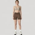 thumbnail image 2 of Women's Ribbed Seamless Biker Shorts with Stretch Fabric and Smooth Fit - Large, Brown, 2 of 7