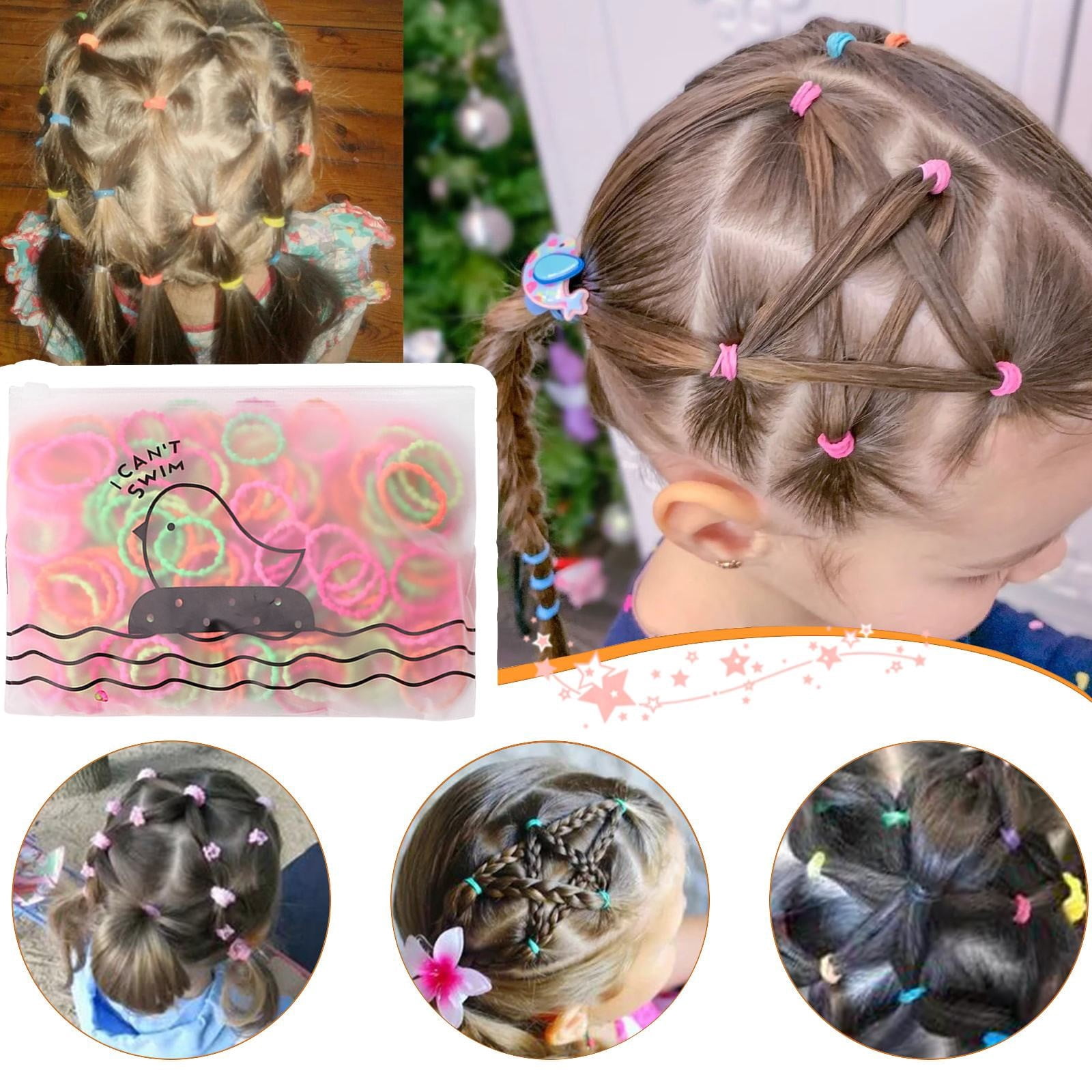 Elastic Ponytail Holders for Women's Hair Rip 60 Bands Rainbow Spiral Hair Ties Ponytail Elastic Bands for Fine Hair Tie Back Headbands Big Pack Ponytail Holder 4mm 100 Soft Scrunchies for Toddlers