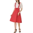 thumbnail image 2 of Unique Bargains Jupe Midi Plissée à Bretelles Rétro à Taille Élastique pour Femme Rouge m, 2 of 6