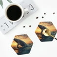 thumbnail image 4 of Yiaed Sunset Ocean Whale Print Leather Coasters for Drinks - Cup Coasters Coffee Table Kitchen Table Bar, Home & Office Gifts Handmade Drink Coasters-Hexagon, 4 of 6